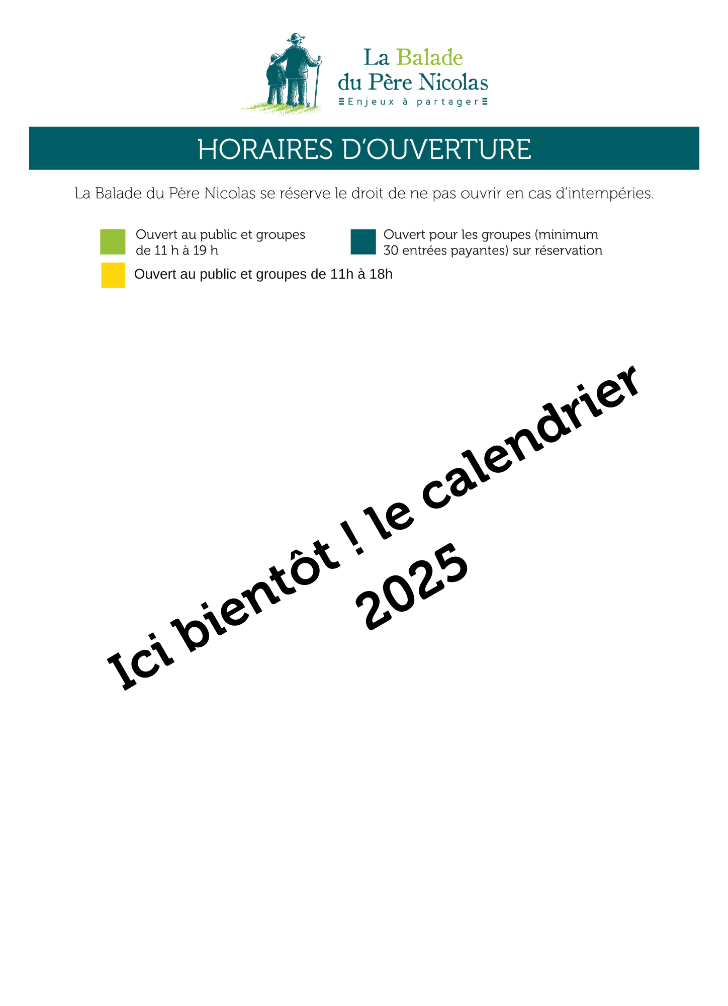 Calendrier 2025 en attente